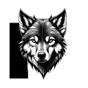 "Minimalist black ink wolf tattoo, geometric style, fine line, on forearm" tattoo design idea
