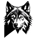 "Minimalist black ink wolf tattoo, geometric style, fine line, on forearm" tattoo design idea