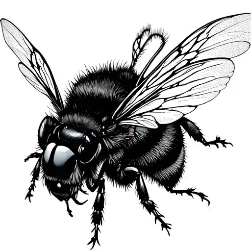 edgy gothic bumble bee flying tattoo design idea