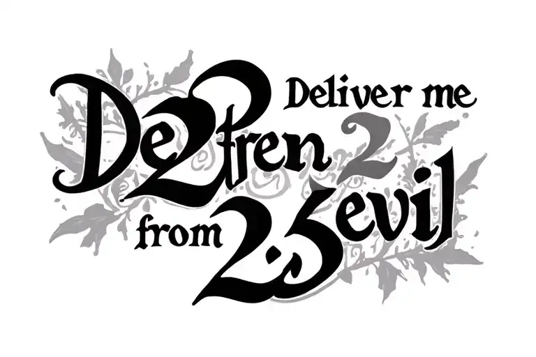 phrase that says "Deliver me 22 from 23 evil 25" tattoo design idea