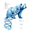 Alexia using periodic table. DNA double helix swirling through. include a grizzly bear tattoo design idea