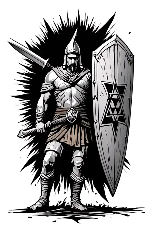Israel warrior with a shield tattoo design idea