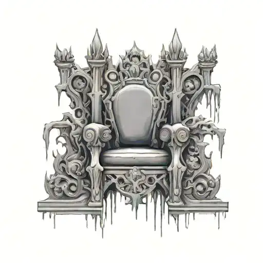 decaying throne tattoo design idea