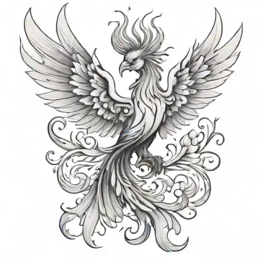 Feminine Phoenix tattoo design idea