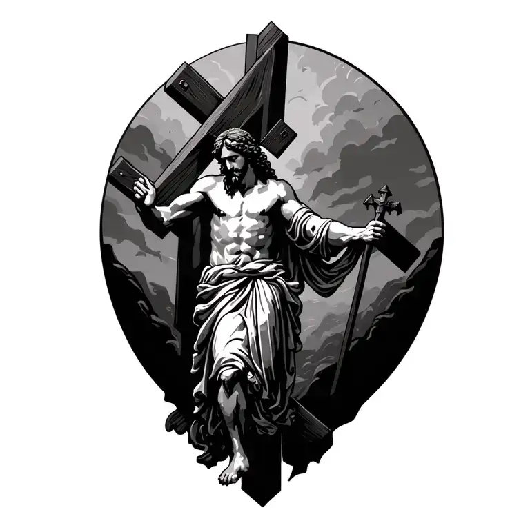 Jesus carrying the cross tattoo design idea