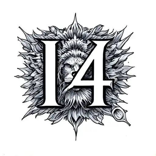 Roman Numeral 14 tattoo design idea