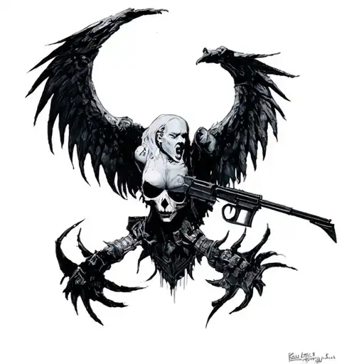 resident evil statue exhibition room tattoo design idea