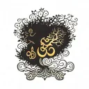 banian tree with musical roots shaped like  Hindi om tattoo design idea