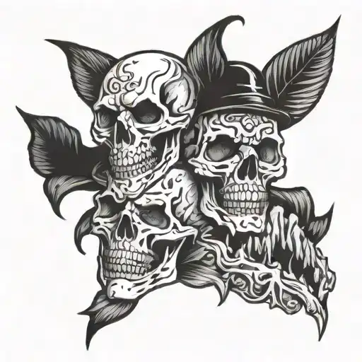 laugh now cry later skull face tattoo design idea