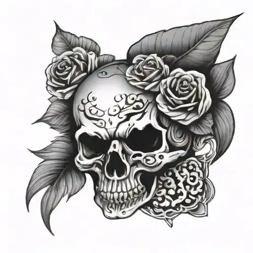 skull and lips tattoo design idea