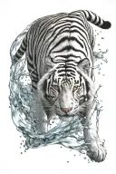 white tiger stepping foward through water looking majestic darken everything add more tattoo design idea