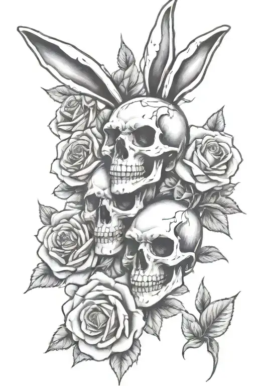 playboy bunny skulls and roses tattoo design idea