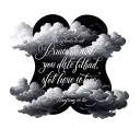 Bible scripture written in between clouds forming the shape tattoo design idea