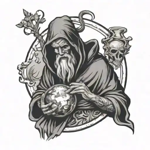 hermit tarot tattoo design idea