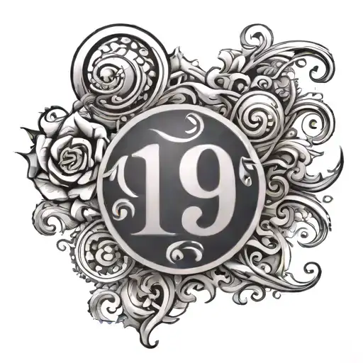the number 19 and the name Tye  tattoo design idea