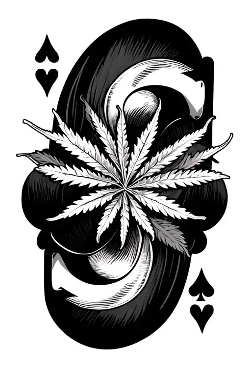 ace of spades playing card and hemp leaf tattoo design idea