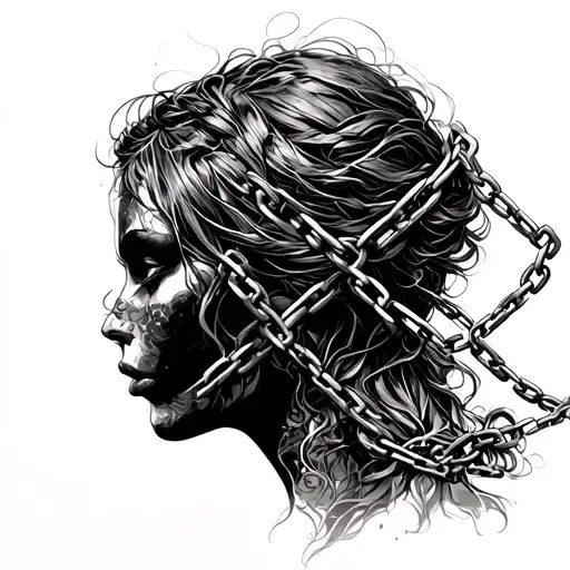 A silhouette that moves forward despite chains or a shadow that pulls it back→ The past holds you back, but you continue tattoo design idea