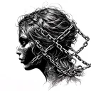 A silhouette that moves forward despite chains or a shadow that pulls it back→ The past holds you back, but you continue tattoo design idea