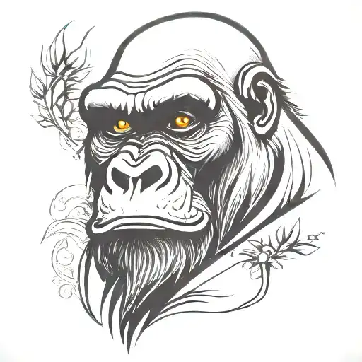 gorilla face tattoo design idea