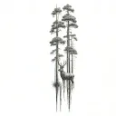 tall cypress trees with deer skull tattoo design idea