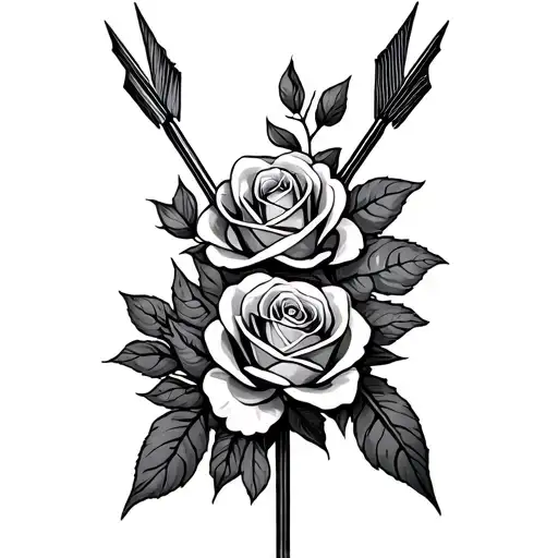 saint Sebastian arrows with roses tattoo design idea