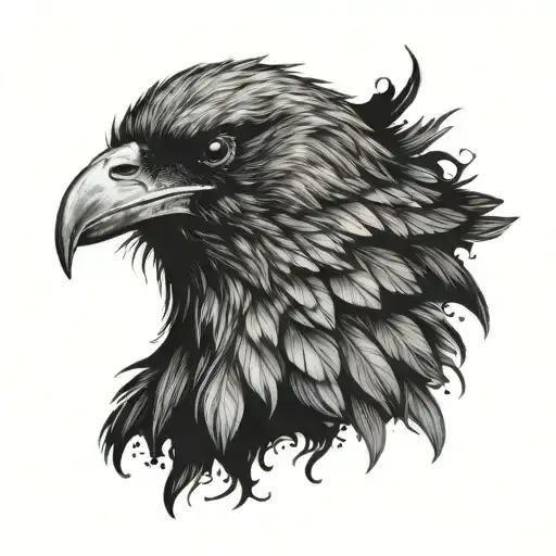 crow head surrounded tattoo design idea