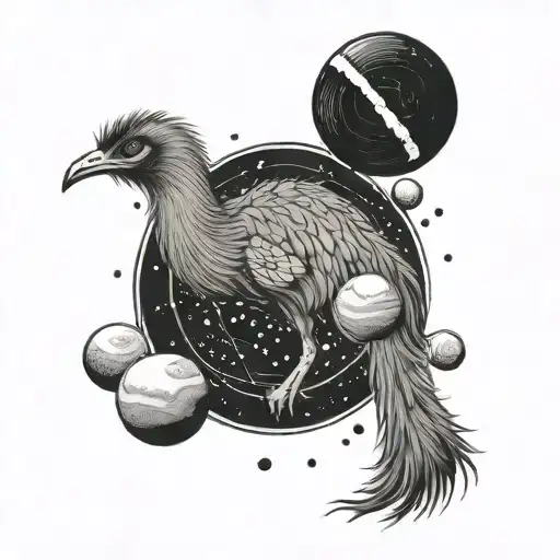 emu inside solar system tattoo design idea