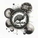 emu inside solar system tattoo design idea