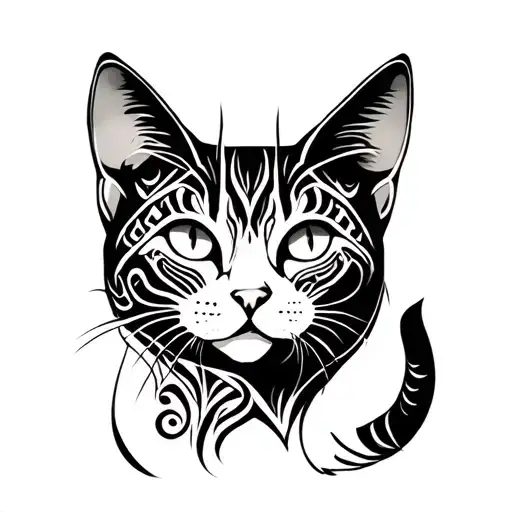 a cat who has three heads tattoo design idea