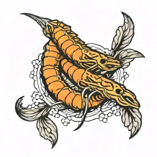 fried shrimp tattoo design idea