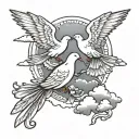 clouds doves flying tattoo design idea