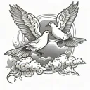 clouds doves flying tattoo design idea