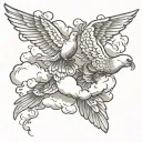 clouds doves flying tattoo design idea