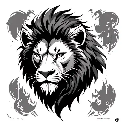 Lion Wirh Samurai Warrior tattoo design idea