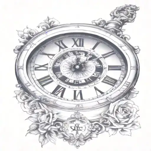 clock face with roman numerals tattoo design idea