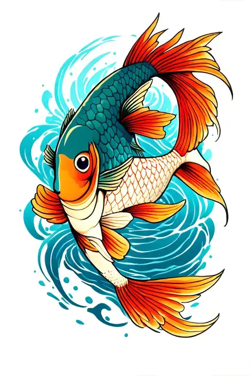 neo Trad koy fish on calf tattoo design tattoo design idea