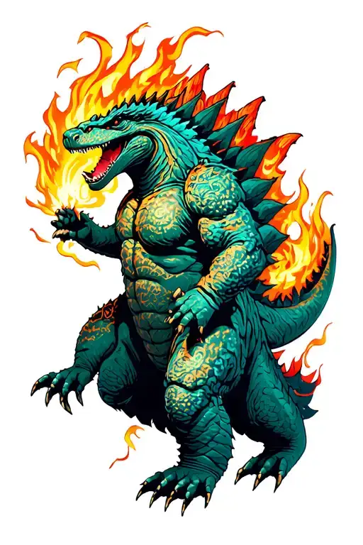 godzilla fireball tattoo design idea