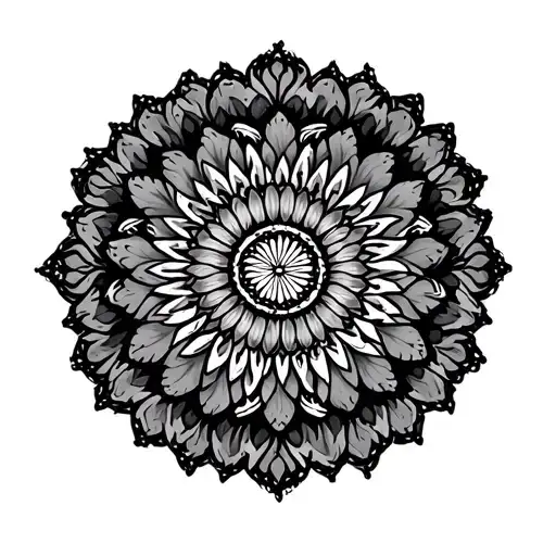 American Black And Grey mandala design tattoo design idea