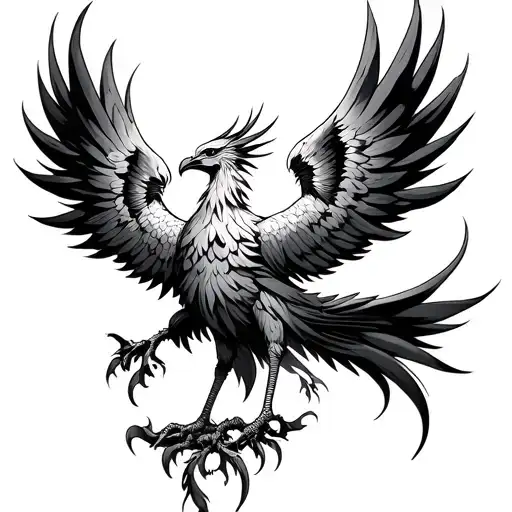 phoenix polynésien black and white tattoo design idea
