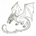 Dragon (nordic, germanic like in Game of Thrones) in pose like falling Ikarus tattoo design idea