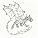 Dragon (nordic, germanic like in Game of Thrones) in pose like falling Ikarus tattoo design idea