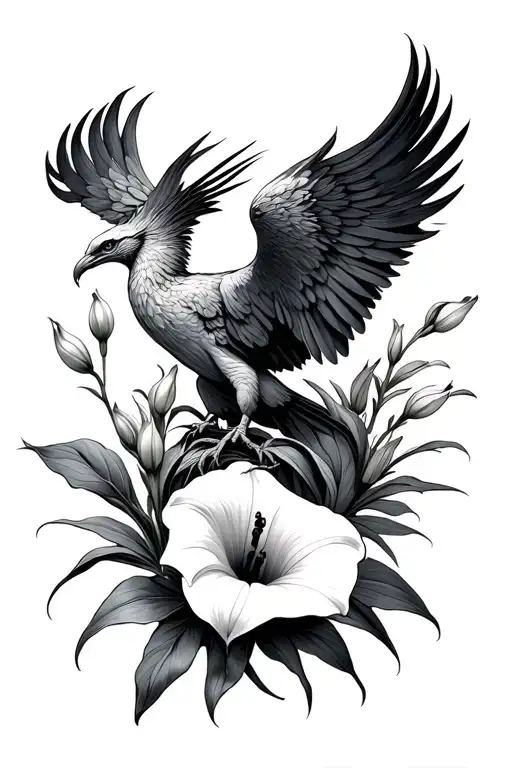 Calla Lilies with phoenix rising Phoenix bird tattoo design idea
