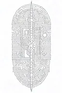 vertical lines going vertical down upper arm tattoo design idea