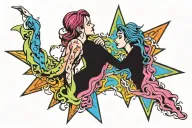 Lesbian choking each other stars tattoo design idea