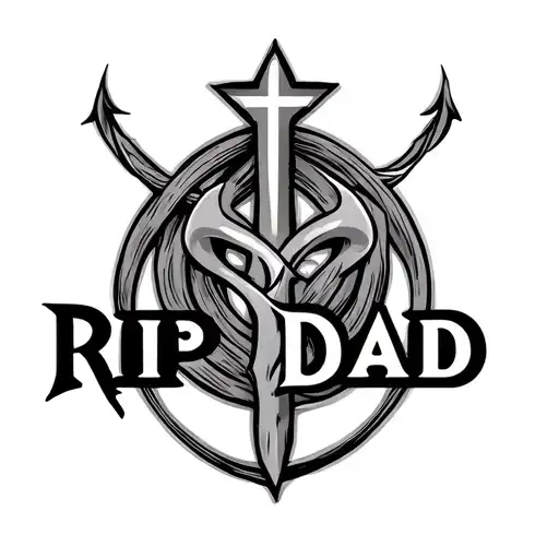 Rip Dad religious symbol intertwined tattoo design idea