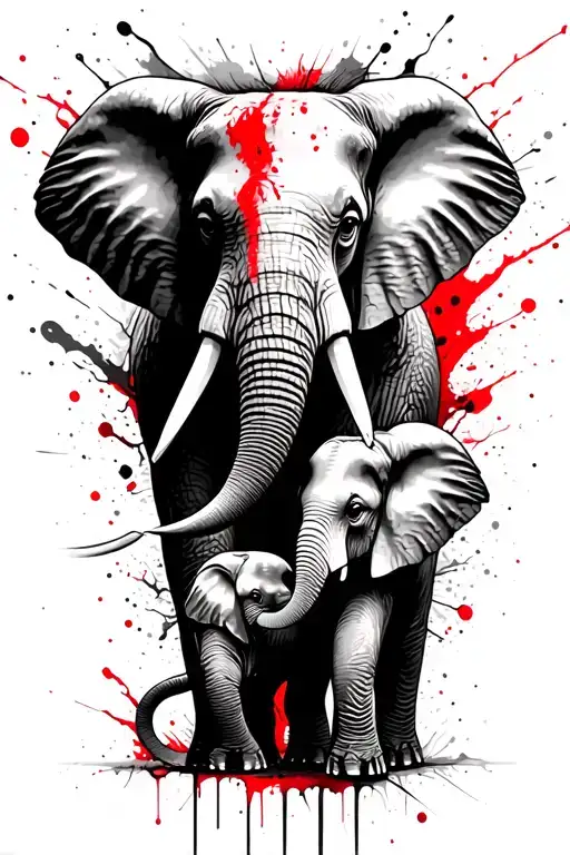 elephant and baby elephant tattoo design idea