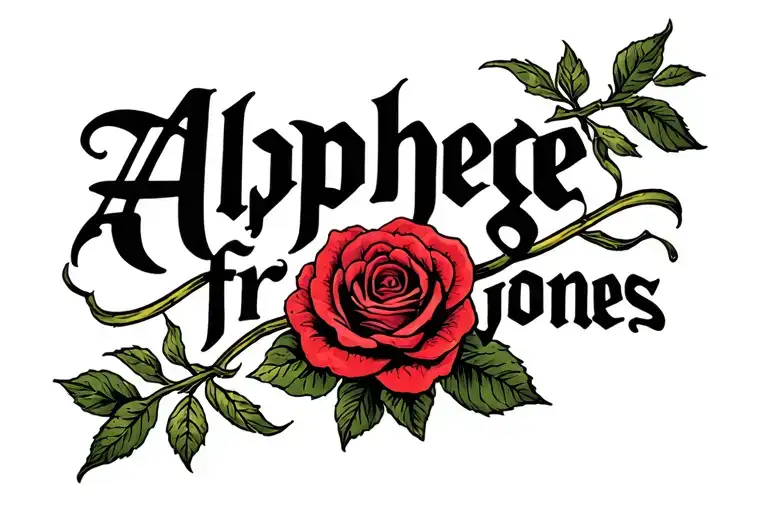 "Alphege jones fr" rose intertwined tattoo design idea
