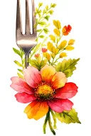 fork and flowering herbs intertwined tattoo design idea