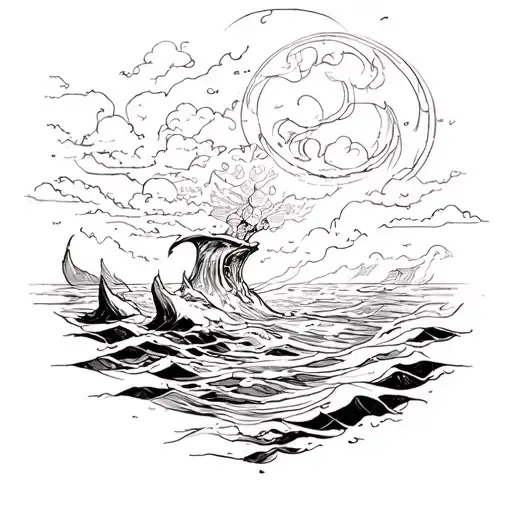 something that represents " all the way to the sky deep as the sea that's my meme "  tattoo design idea