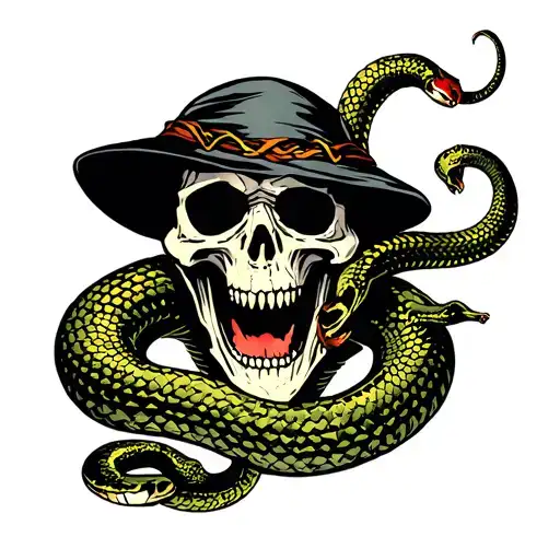 grim reaper and snake tattoo design idea